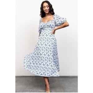 Baltic Born Blue and White Tiered Midi Sundress